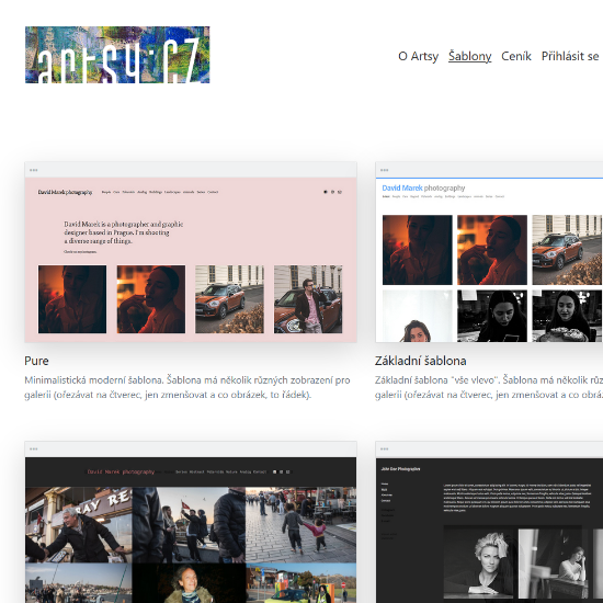 Jednoduché portfolio pro umělce