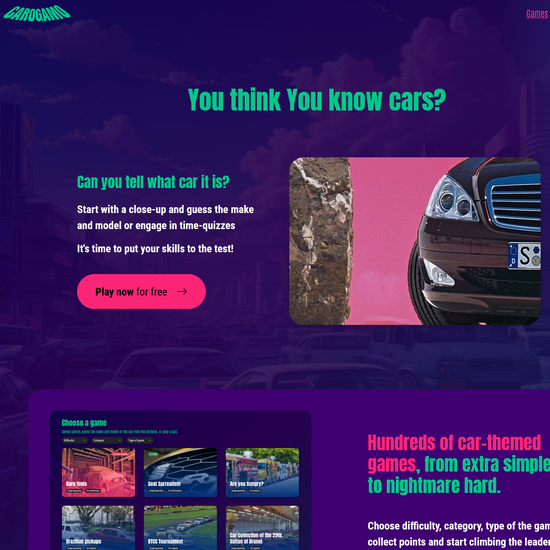Car quizzes, games, trivia